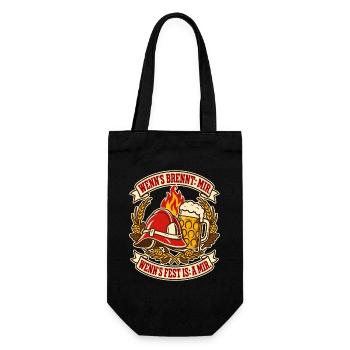 Feuerwehr Wenns brennt mir - Geschenkbeutel für Flaschen - Schwarz - Vorne