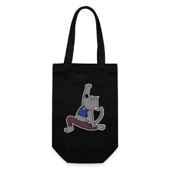 Katze Yoga - Geschenkbeutel für Flaschen - Schwarz - Vorne