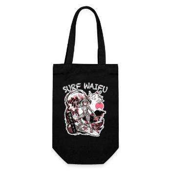 SURF WAIFU Pink Cyberpunk Neo Ukiyo-E Japan - Geschenkbeutel für Flaschen - Schwarz - Vorne