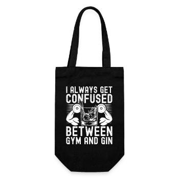 Powerlifting Bodybuilder Confused Between Gin Gym - Geschenkbeutel für Flaschen - Schwarz - Vorne