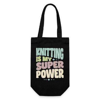 Stricken Strickerin Stricker Knitting superpower - Geschenkbeutel für Flaschen - Schwarz - Vorne