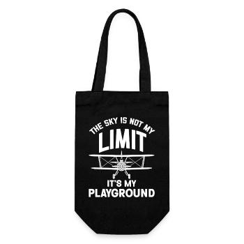 The Sky is not my Limit its my Playground Airplane - Geschenkbeutel für Flaschen - Schwarz - Vorne