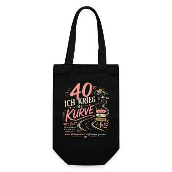 40 Geburtstag Frau Abenteuer Geschenk Humor - Geschenkbeutel für Flaschen - Schwarz - Vorne