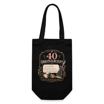 40 Geburtstag Frau Geschenk Lustiger Spruch - Geschenkbeutel für Flaschen - Schwarz - Vorne