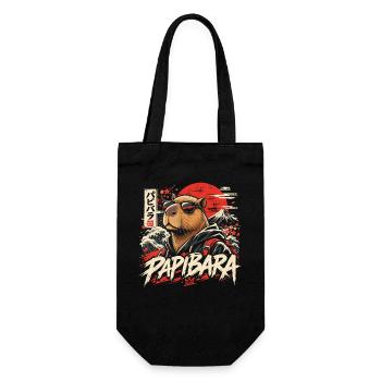  Papibara Capybara Japanische Welle Aufgehende - Geschenkbeutel für Flaschen - Schwarz - Vorne
