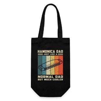 Mundharmonika Papa Wie Normaler Papa Aber Cooler - Geschenkbeutel für Flaschen - Schwarz - Vorne