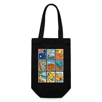 Australien Briefmarken - Geschenkbeutel für Flaschen - Schwarz - Vorne