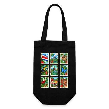 Costa Rica Briefmarken - Geschenkbeutel für Flaschen - Schwarz - Vorne