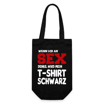 An Sex denken Erotik Sprüche Fun Lustig - Geschenkbeutel für Flaschen - Schwarz - Vorne