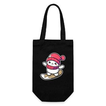 Cartoon Snowboard Schneemann - Geschenkbeutel für Flaschen - Schwarz - Vorne