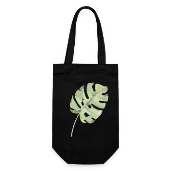 Monstera Blatt Aquarell Grün - Geschenkbeutel für Flaschen - Schwarz - Vorne