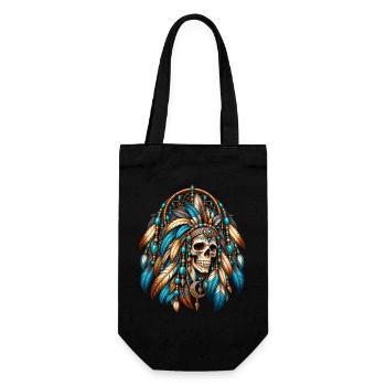 Indian Skull Feathers Türkis Traumfänger - Geschenkbeutel für Flaschen - Schwarz - Vorne