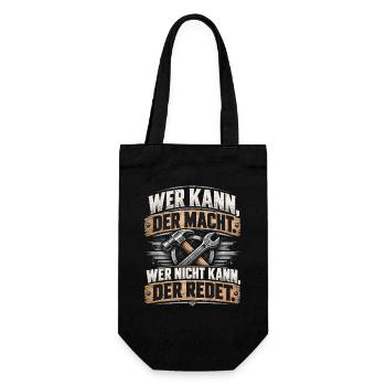 Wer Kann, Der Macht – Werkzeug Kraft - Geschenkbeutel für Flaschen - Schwarz - Vorne