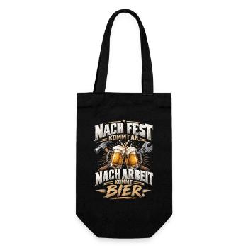 Nach Fest, Nach Arbeit, Bier - Geschenkbeutel für Flaschen - Schwarz - Vorne