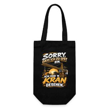 Zu spät? Kran gesehen Bauwitz Shirt - Geschenkbeutel für Flaschen - Schwarz - Vorne