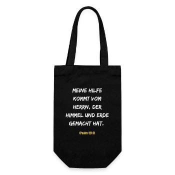 Meine Hilfe Kommt Vom Herrn - Geschenkbeutel für Flaschen - Schwarz - Vorne
