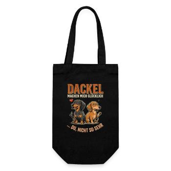 Dackel Machen Mich Glücklich Du Nicht So Sehr - Geschenkbeutel für Flaschen - Schwarz - Vorne