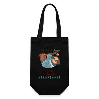 Lustiger Weihnachtslemur, der am Ast hängt - Geschenkbeutel für Flaschen - Schwarz - Vorne