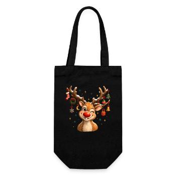 Vintage Christmas Reindeer, Cute Retro Reindeer - Geschenkbeutel für Flaschen - Schwarz - Vorne