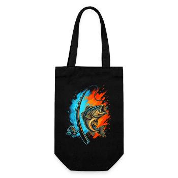 Angel Angeln Herren Jungen Angler Kinder - Geschenkbeutel für Flaschen - Schwarz - Vorne