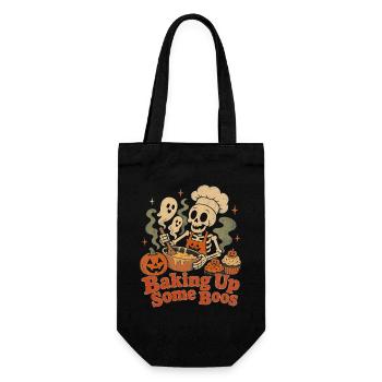 Halloween Skelett Bäcker Backen Geister - Geschenkbeutel für Flaschen - Schwarz - Vorne