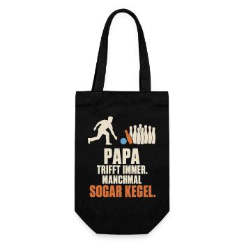 Papa trifft immer manchmal sogar Kegel – Kegeln - Geschenkbeutel für Flaschen - Schwarz - Vorne