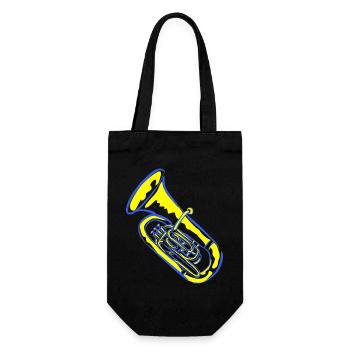 Tuba Musik in Neonfarben - Geschenkbeutel für Flaschen - Schwarz - Vorne
