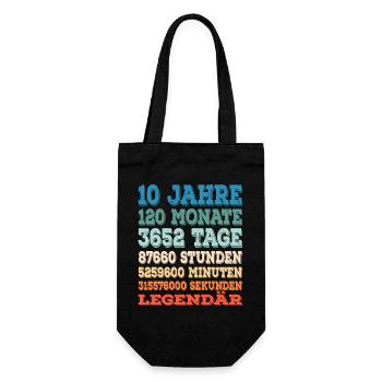 10 Jahr Legendär 10. Geburtstag - Geschenkbeutel für Flaschen - Schwarz - Vorne