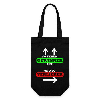 So sehen Gewinner aus Spruch Shirt Design Geschenk - Geschenkbeutel für Flaschen - Schwarz - Vorne