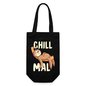 Chill Faultier am relaxen und chillen Geschenk - Geschenkbeutel für Flaschen - Schwarz - Vorne