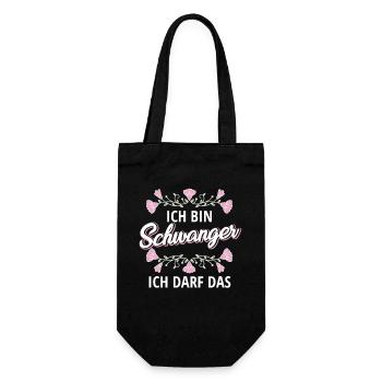 Schwangerschaft Ich bin Schwanger ich darf das - Geschenkbeutel für Flaschen - Schwarz - Vorne