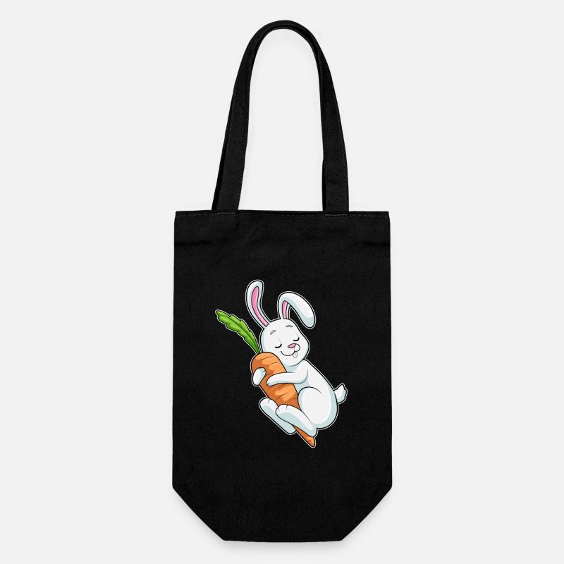 Hase mit Möhre - Geschenkbeutel für Flaschen - Schwarz