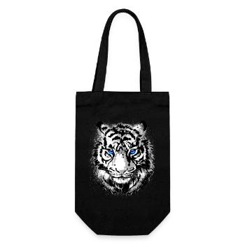 Tigerkopf - Weisser Tiger - Katze Wildkatze - Geschenkbeutel für Flaschen - Schwarz - Vorne