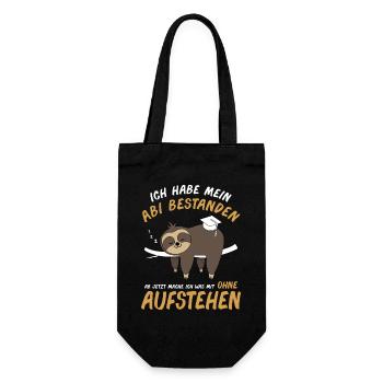 Abitur Abschluss Abi Abifeier Faultier Geschenk - Geschenkbeutel für Flaschen - Schwarz - Vorne