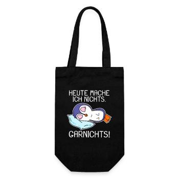 Pinguin schlafen Spruch lustig Faul - Geschenkbeutel für Flaschen - Schwarz - Vorne