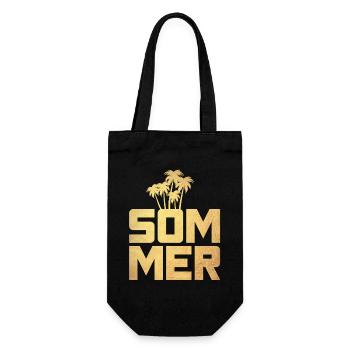 Sommer Gold Palmen Luxus Urlaub exklusiv Deko Fun - Geschenkbeutel für Flaschen - Schwarz - Vorne