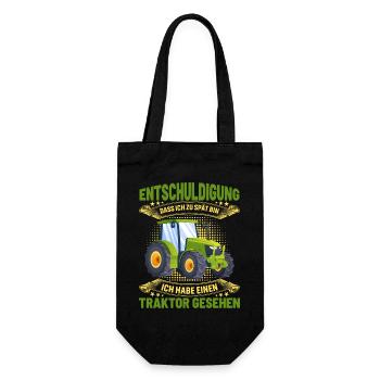 Ich Habe Einen Traktor Gesehen Jungen Trecker - Geschenkbeutel für Flaschen - Schwarz - Vorne