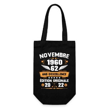 Novembre 1960 Idée Cadeau D'anniversaire 62 Ans - Sac à bouteille - noir - Devant