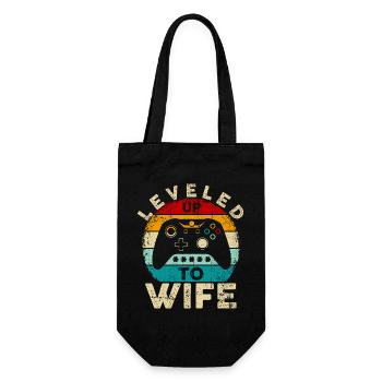 Level hoch zum Ehefrau-Retro-Gamer - Geschenkbeutel für Flaschen - Schwarz - Vorne