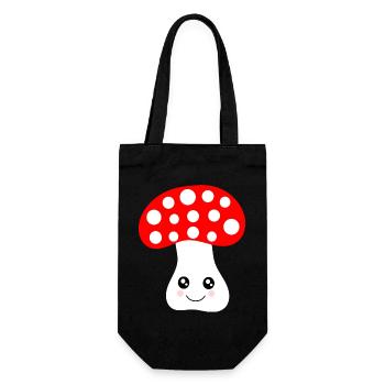 Kawaii, mushroom, toadstool - Gift Bag for Bottles - black - Front