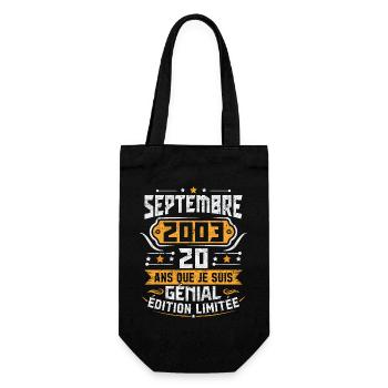 Rétro Cadeau D'anniversaire 20 Ans Septembre 2003 - Sac à bouteille - noir - Devant