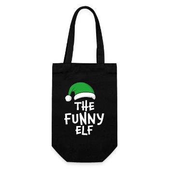 Der lustige Elf - Geschenkbeutel für Flaschen - Schwarz - Vorne
