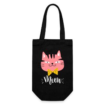 Mignon Kawaii drôle de chat disant miaulement - Sac à bouteille - noir - Devant