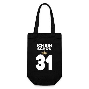 31. Geburtstag Geschenk - 31 Jahre mit Krone - Geschenkbeutel für Flaschen - Schwarz - Vorne