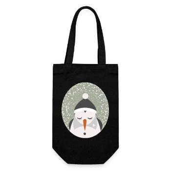 mignon bonhomme de neige avec casquette et nez de navet - Sac à bouteille - noir - Devant
