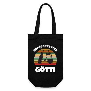 Befördert zum Götti Patenonkel Schweiz - Geschenkbeutel für Flaschen - Schwarz - Vorne