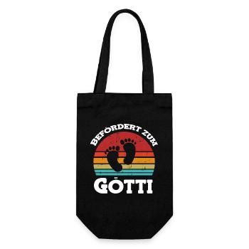 Befördert zum Götti Patenonkel Schweiz - Geschenkbeutel für Flaschen - Schwarz - Vorne