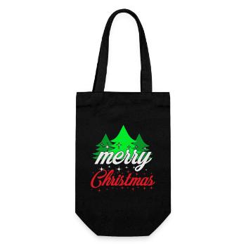 Merry Christmas - Geschenkbeutel für Flaschen - Schwarz - Vorne