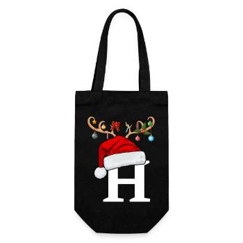 Lettre H bonnet de Noël - Sac à bouteille - noir - Devant