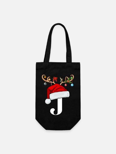 Brief J Weihnachtsmütze - Geschenkbeutel für Flaschen - Schwarz